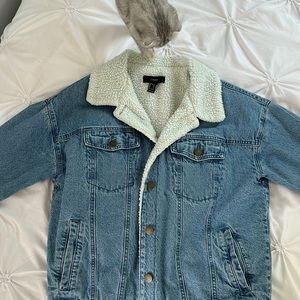 Fuzzy denim jacket